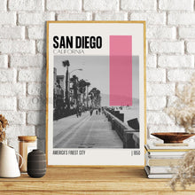 Mid Century Modern San Diego California Travel Poster, Retro Wall Art, Vintage Poster Living Room Wall Art, House Warming Gift 1445176655