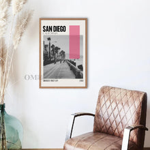 Mid Century Modern San Diego California Travel Poster, Retro Wall Art, Vintage Poster Living Room Wall Art, House Warming Gift 1445176655