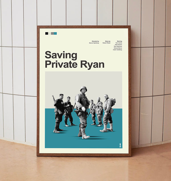 Mid Century Modern Saving Private Ryan Movie Poster, Retro Movie Print, Modern Vintage Movie Posters
