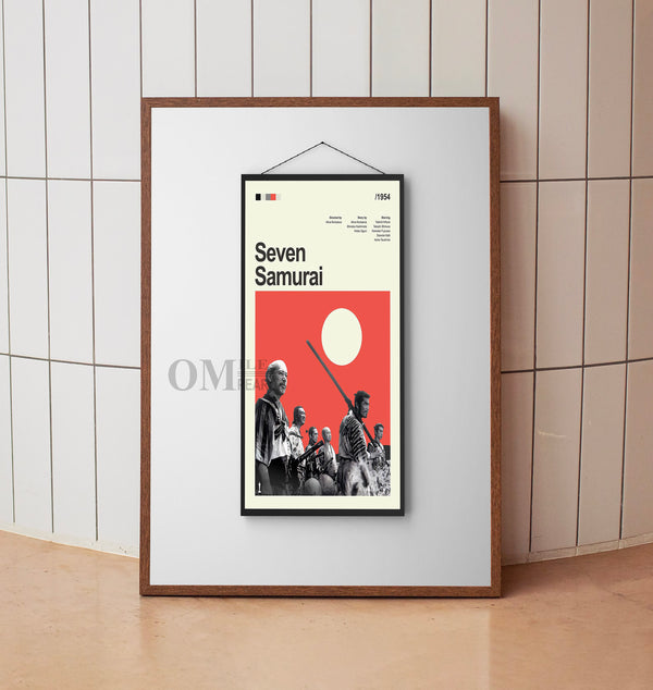 Mid Century Modern Seven Samurai Movie Poster, Retro Movie Print, Modern Vintage Movie Posters