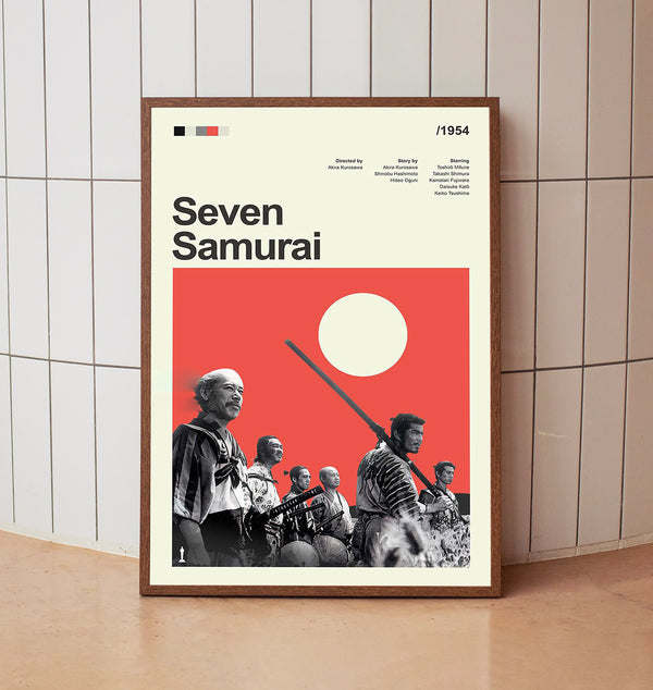 Mid Century Modern Seven Samurai Movie Poster, Retro Movie Print, Modern Vintage Movie Posters (2)