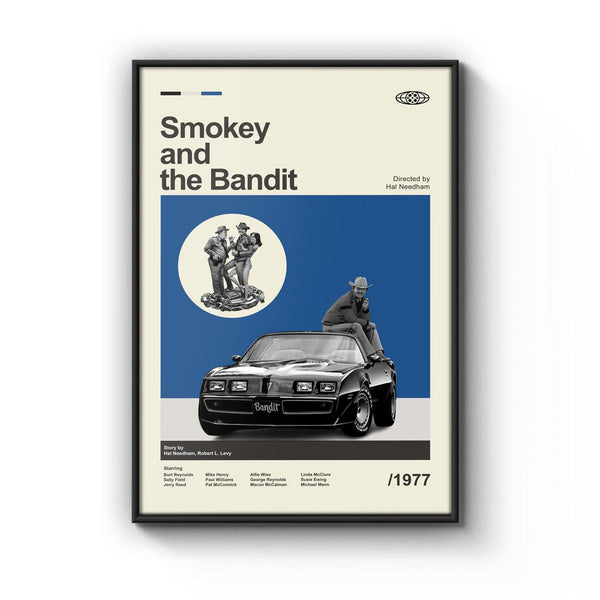Mid Century Modern Smokey and the Bandit Movie Poster, Retro Movie Print, Modern Vintage Movie Posters 1905300809
