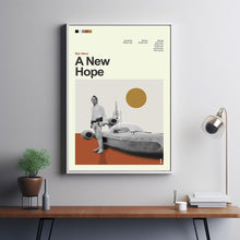 Mid Century Modern Star Wars A New Hope Movie Poster, Retro Movie Print, Modern Vintage Movie Posters