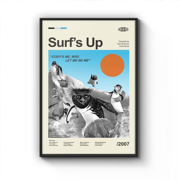 Mid Century Modern Surfs Up Poster, Minimalist Movie Poster, Retro Wall Hangings, Vintage Movie Room Decor 1783356246