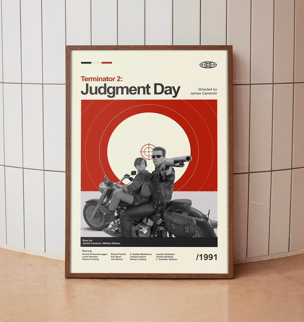 Mid Century Modern Terminator 2 Judgment Day Movie Poster, Minimalist Retro Movie Print
