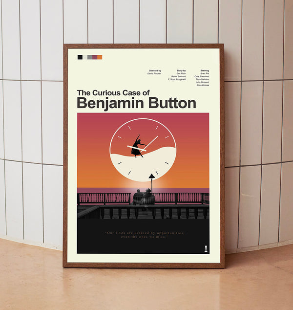 Mid Century Modern The Curious Case of Benjamin Button Movie Poster, Retro Movie Print