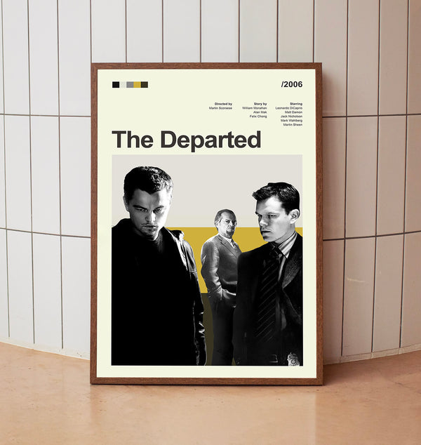Mid Century Modern The Departed Movie Poster, Retro Movie Print, Modern Vintage Movie Posters