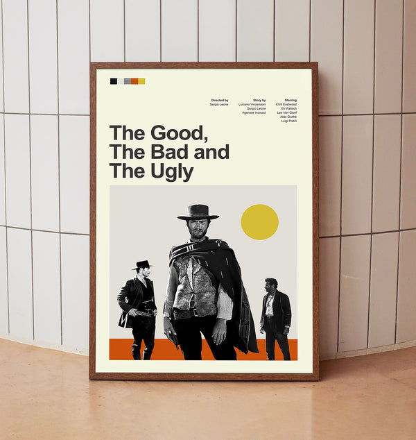 Mid Century Modern The Good the Bad and the Ugly Movie Poster, Retro Movie Print
