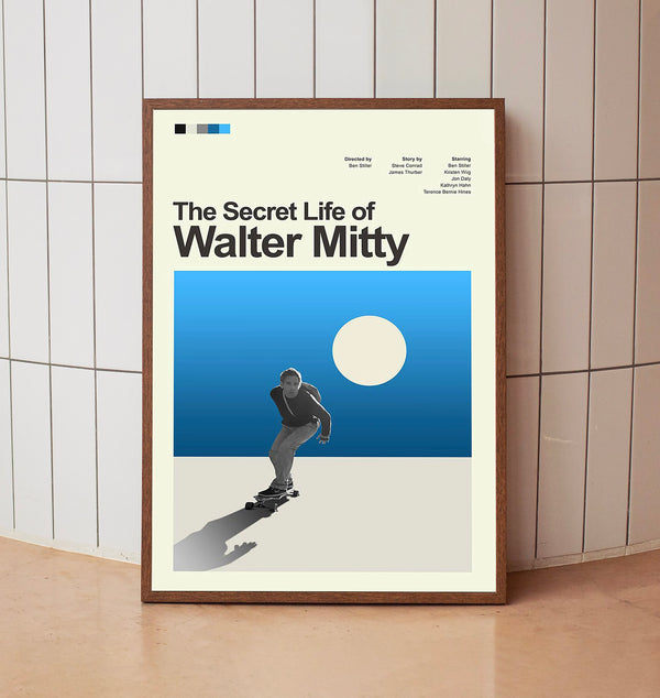 Mid Century Modern The Secret Life of Walter Mitty Movie Poster, Retro Movie Print