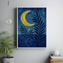 Mid Century Moon Print, Celestial Abstract Poster, Matisse Style Art, Botanical Art, Retro Vintage, Bold Colourful Trendy Poster Wall Art
