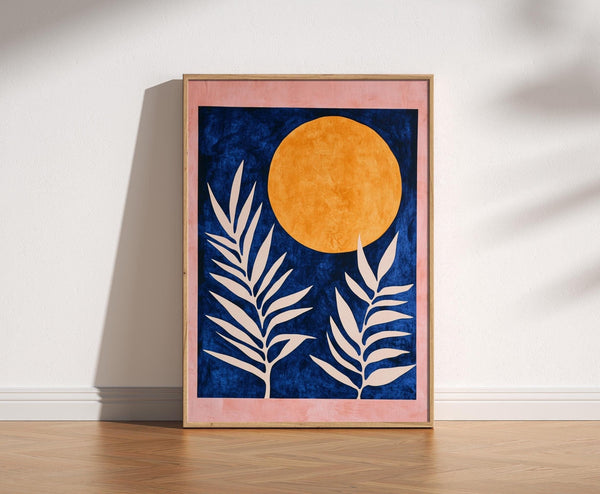 Mid Century Moon Print, Celestial Abstract Poster, Matisse Style Art, Botanical Art, Retro Vintage, Bold Colourful Trendy Poster Wall Art 1817761658