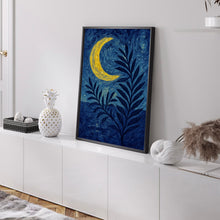 Mid Century Moon Print, Celestial Abstract Poster, Matisse Style Art, Botanical Art, Retro Vintage, Bold Colourful Trendy Poster Wall Art
