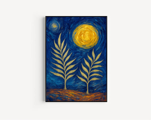 Mid Century Moon Print, Celestial Abstract Poster, Matisse Style Art, Botanical Art, Retro Vintage, Bold Colourful Trendy Poster Wall Art (2)