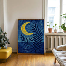 Mid Century Moon Print, Celestial Abstract Poster, Matisse Style Art, Botanical Art, Retro Vintage, Bold Colourful Trendy Poster Wall Art