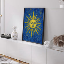 Mid Century Sunshine Print, Celestial Abstract Poster, Matisse Style Art, Mystical Sun, Retro Vintage, Bold Colourful Trendy Poster Wall Art