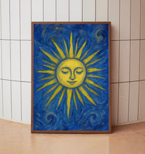 Mid Century Sunshine Print, Celestial Abstract Poster, Matisse Style Art, Mystical Sun, Retro Vintage, Bold Colourful Trendy Poster Wall Art