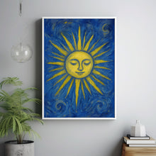 Mid Century Sunshine Print, Celestial Abstract Poster, Matisse Style Art, Mystical Sun, Retro Vintage, Bold Colourful Trendy Poster Wall Art