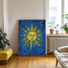 Mid Century Sunshine Print, Celestial Abstract Poster, Matisse Style Art, Mystical Sun, Retro Vintage, Bold Colourful Trendy Poster Wall Art