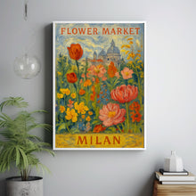 Milan Flower Market Poster, Wall Decor, Italy Floral Illustration, Botanical Gallery Wall Art, Gift For Friend, Travel Poster, Modern