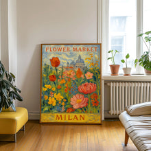 Milan Flower Market Poster, Wall Decor, Italy Floral Illustration, Botanical Gallery Wall Art, Gift For Friend, Travel Poster, Modern