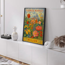 Milan Flower Market Poster, Wall Decor, Italy Floral Illustration, Botanical Gallery Wall Art, Gift For Friend, Travel Poster, Modern copy