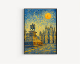 Milan Poster Print, Milan Travel Poster, Milan Van Gogh Style Wall Art, Milan, Italy