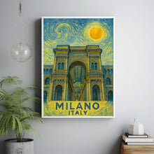 Milano Poster Print, Milano Travel Poster, Milano Van Gogh Style Wall Art, Milano, Italy