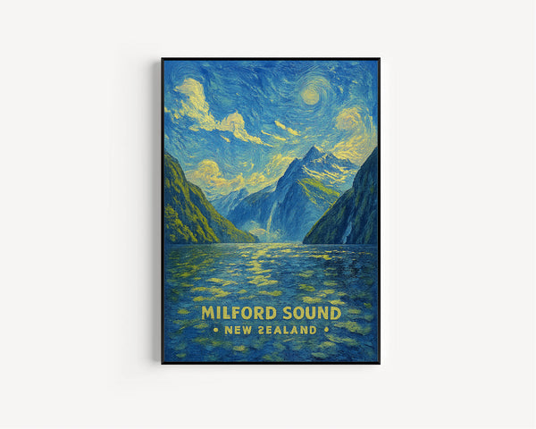 Milford Sound Poster – Stunning New Zealand Fjord Landscape Art Print