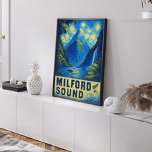 Milford Sound Travel Poster - New Zealand Wall Art Print, Illustration Poster, Home & Office decor, Gift idea, Piopiotahi Travel print