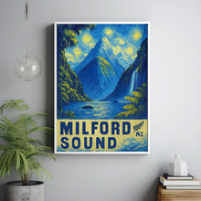 Milford Sound Travel Poster - New Zealand Wall Art Print, Illustration Poster, Home & Office decor, Gift idea, Piopiotahi Travel print