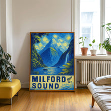 Milford Sound Travel Poster - New Zealand Wall Art Print, Illustration Poster, Home & Office decor, Gift idea, Piopiotahi Travel print