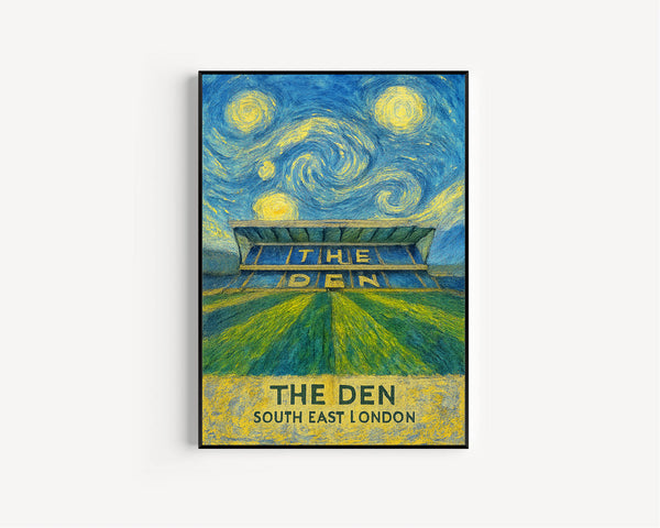 Millwall Football - The Den Illustrated Art Print - South London Present - Gift for Him - Teacher Gift