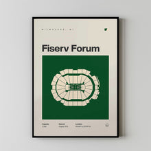 Milwaukee Bucks Poster, Fiserv Forum Stadium Print, Mid Century Modern Basketball Poste-UANCHR
