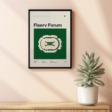 Milwaukee Bucks Poster, Fiserv Forum Stadium Print, Mid Century Modern Basketball Poste-UANCHR