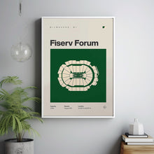 Milwaukee Bucks Poster, Fiserv Forum Stadium Print, Mid Century Modern Basketball Poste-UANCHR