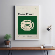 Milwaukee Bucks Poster, Fiserv Forum Stadium Print, Mid Century Modern Basketball Poste-UANCHR