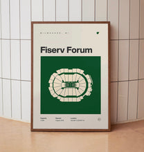 Milwaukee Bucks Poster, Fiserv Forum Stadium Print, Mid Century Modern Basketball Poste-UANCHR
