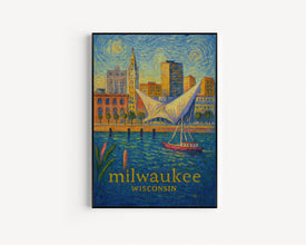 Milwaukee Poster Retro Travel Poster Art Milwaukee Wisconsin Print Milwaukee Art Museum Print Milwaukee Unframed Poster Travel Art