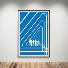 Minimalist The Fantastic Four First Steps Movie Poster, Marvel Superhero Film Art Print, 2025 MCU Blue Glossy Large Format Gift Decor 4333621410