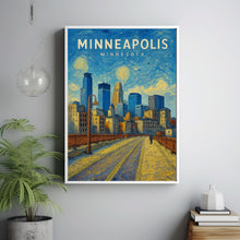Minneapolis Poster, Minneapolis Framed Print, Minneapolis Wall Art, Minnesota Decor, Minnesota Gift, Minnesota Travel Poster, Minnesota Map