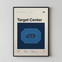 Minnesota Timberwolves Poster, Target Center Print, NBA Wall Art, Mid Century Modern, Ba-Q0N6F