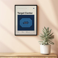 Minnesota Timberwolves Poster, Target Center Print, NBA Wall Art, Mid Century Modern, Ba-Q0N6F