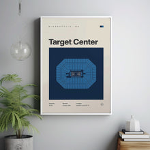 Minnesota Timberwolves Poster, Target Center Print, NBA Wall Art, Mid Century Modern, Ba-Q0N6F