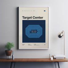Minnesota Timberwolves Poster, Target Center Print, NBA Wall Art, Mid Century Modern, Ba-Q0N6F