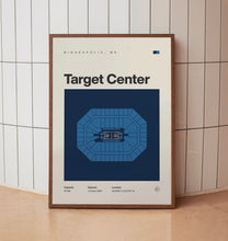 Minnesota Timberwolves Poster, Target Center Print, NBA Wall Art, Mid Century Modern, Ba-Q0N6F