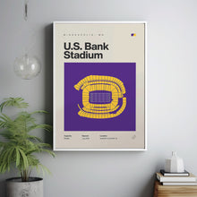 Minnesota Vikings Poster, US Bank Stadium Print, Mid Century Modern Football Poster, Sp-2LPM3X