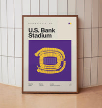 Minnesota Vikings Poster, US Bank Stadium Print, Mid Century Modern Football Poster, Sp-2LPM3X