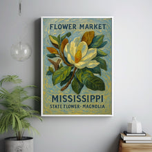 Mississippi State Flower Art Print, Magnolia Wall Art, 1960s Botanical Pastel, Neutral Home Decor, Mississippi Flower Market, C31-89