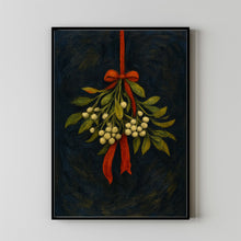 Mistletoe Christmas Wall Art, Moody Festive Holiday Christmas Wall Decor Print, Mistletoe Wall Art