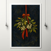 Mistletoe Christmas Wall Art, Moody Festive Holiday Christmas Wall Decor Print, Mistletoe Wall Art